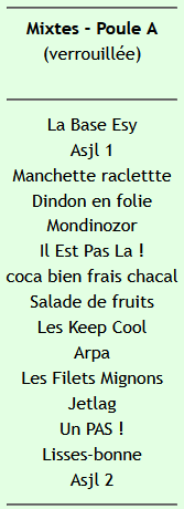 Classement poule mixte